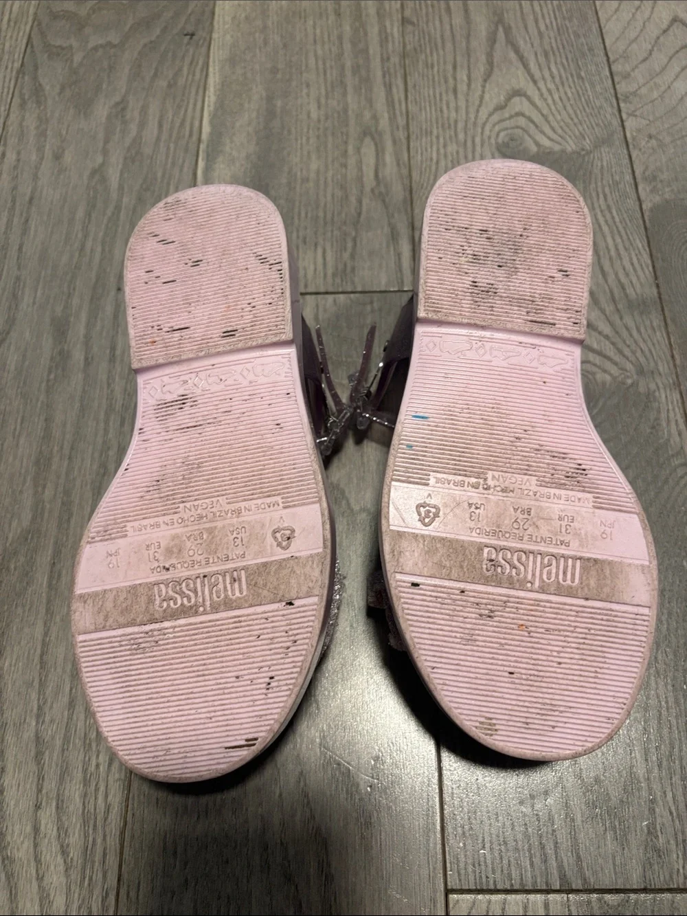Mini Melissa Girls' Light Pink Mar Glitter Bow Jelly Sandals